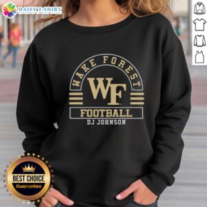 DJ Johnson wearing a Wake Forest Demon Deacons football sweatshirt at an NCAA game, showcasing team spirit.