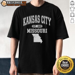 Top Kansas City Missouri Est 1889 varsity t-shirt featuring classic design, perfect for fans and casual wear.