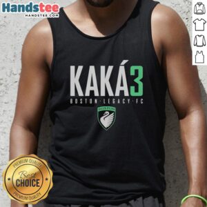 Official Kaka3 Boston Legacy FC logo tank top featuring vibrant design and sporty style for fans.