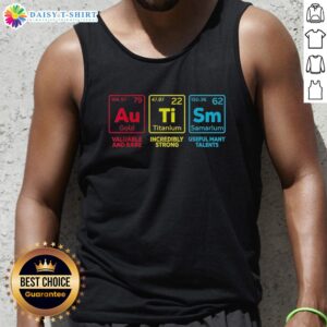 Original Autism Awareness Gold Titanium Samarium tank top, showcasing strength and unique design for valuable support.
