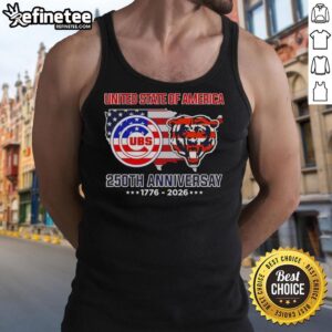 Alt Text: Premium Chicago Sport Teams USA 250th Anniversary 1776-2026 Map Flag Tank Top showcasing team logos and American pride.