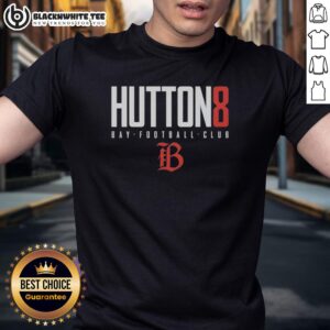 Alt Text: Awesome Claire Hutton 8 Bay FC Elite T-Shirt in vibrant colors, perfect for sports enthusiasts and team spirit.