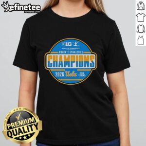 Alt Text: Premium UCLA Bruins Big Ten Women's Gymnastics Tournament Champions ladies tee featuring bold team graphics.