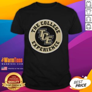 Hot The College Experience TCE logo t-shirt featuring bold graphics for students embracing campus life and style.