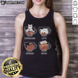 Alt Text: Cute Cat Coffee Guide Tank Top featuring an adorable cat design, perfect for cat lovers and coffee enthusiasts.