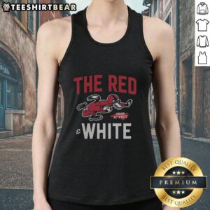Stylish red and white NC State football tank top, perfect for game day or casual wear, showcasing team spirit.