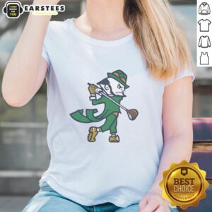 Ladies tee featuring Awesome Notre Dame Fighting Irish design, perfect for golf enthusiasts and fans.