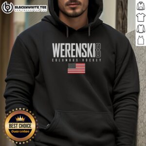 Alt Text: Good Zach Werenski Columbus hoodie featuring USA flag design, perfect for fans of the Columbus Blue Jackets.
