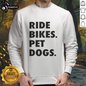 Nice Ride Bikes sweatshirt featuring playful dogs, perfect for pet lovers and cycling enthusiasts.