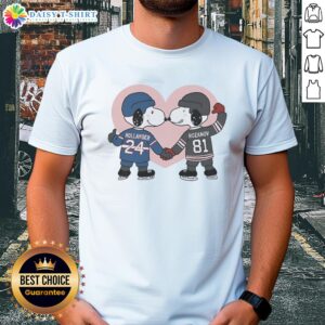 Nice Snoopy X Ilya Rozanov And Shane Hollander Hockey Romance T-Shirt featuring charming Snoopy graphics for fans.