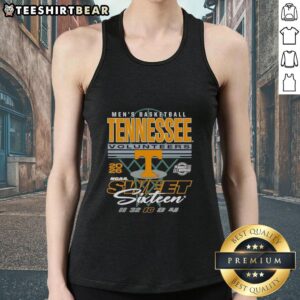 Pretty Tennessee Volunteers NCAA March Madness Sweet Sixteen 2026 tank top featuring vibrant team colors and logo.