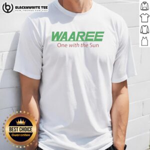 Model wearing Top Waaree One With The Sun T-Shirt, showcasing vibrant design and summer fashion style.