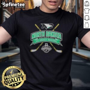 Alt Text: Original North Dakota Fighting Hawks 2026 NCAA Division I Men's Ice Hockey Regional T-Shirt design featuring team colors.