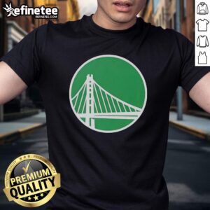 Alt Text: Premium Golden State Warriors white logo t-shirt for St. Patrick's Day, featuring a festive design for fans.