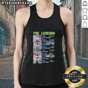 Top Seattle Seahawks legends tank top featuring signatures of iconic players for fans and collectors.