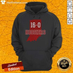 Alt Text: 2026 Indiana Hoosiers Football undefeated hoodie celebrating Top Hoosiers 16-0 National Champions.