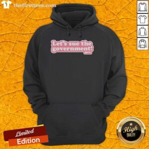 Hot Lets Sue The Government hoodie in pink text style, featuring a stylish design perfect for casual wear.