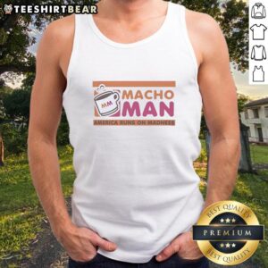Premium Macho Man America Runs On Madness tank top featuring bold graphics and a comfortable fit, perfect for stylish workouts.