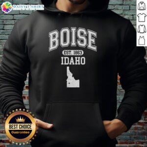 Good Boise Idaho Est. 1863 Varsity Hoodie featuring a classic design, perfect for showing local pride and style.