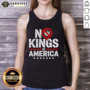 Patriotic tank top featuring 'No Kings In America' slogan, perfect for political events and expressing freedom.