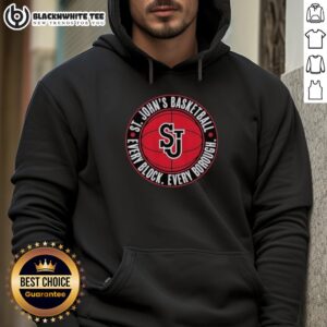 Nice St. Johns Basketball Every Block Every Borough hoodie in black, showcasing urban basketball culture and style.
