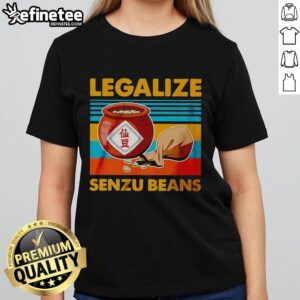 Alt Text: Premium Legalize Senzu Beans Dragon Ball ladies tee featuring vibrant graphics and comfortable fit for fans.