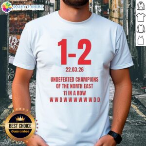 Good Undefeated Champions Of The North East 11 In A Row T-Shirt featuring bold graphics celebrating the team's success.