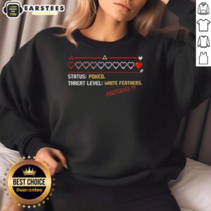 Hot Status Poked Threat Level White Feathers Aieeeeeeee Sweatshirt featuring a stylish design and comfortable fit.