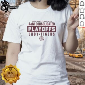 Nice Texas Class 5A D1 AM Consolidated Playoffs Lady Tigers 2026 Ladies Tee showcasing team spirit and athletic pride.