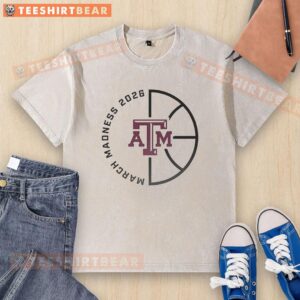 Original Texas A&M Aggies March Madness 2026 washed t-shirt in maroon, showcasing team spirit and comfort for fans.
