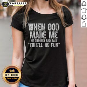 Funny Christian Faith Ladies Tee featuring 'Awesome When God Made' design, perfect for expressing religious humor.