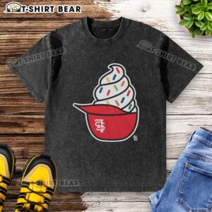 Original St. Louis Cardinals ice cream washed t-shirt featuring team logo and vibrant colors for fans and collectors.