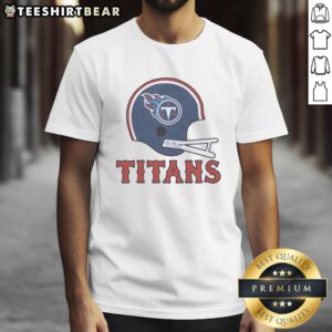 Alt Text: Tennessee Titans football logo displayed on a large helmet t-shirt, perfect for fans and sports enthusiasts.