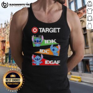 Stylish Top Stitch X Target tank top with 'IDK I Don't Care IDGAF' slogan, perfect for casual summer outfits.