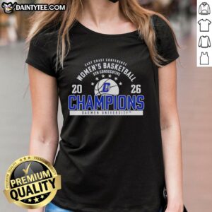 Alt Text: Nice Daemen Wildcats East Coast Conference Women's Basketball ladies tee featuring vibrant team colors and logo.