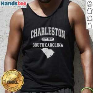 Official Charleston South Carolina Est. 1670 Varsity Tank Top featuring stylish design and comfortable fabric.