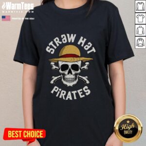 Nice Straw Hat Pirate Ladies Tee featuring a stylish design perfect for fans of anime and adventure-themed apparel.