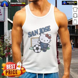 Original San Jose Earthquakes FC x Hello Kitty tank top featuring vibrant graphics and a stylish design for fans.