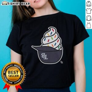 Top Tampa Bay Rays Ice Cream Ladies Tee featuring vibrant colors and team logo, perfect for fans and summer wear.