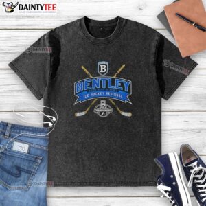 Alt Text: Nice Bentley Falcons 2026 NCAA Division I Men's Ice Hockey Regional washed t-shirt in blue, showcasing team spirit.