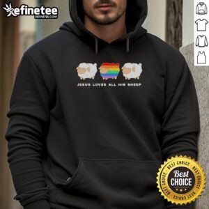 Premium Jesus Loves All His Sheep Rainbow Hoodie featuring a colorful design and cozy fit, perfect for casual wear.