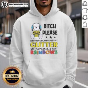 Top Peanuts Snoopy hoodie featuring 'Bitch Please I'm So Fabulous' design with colorful cupcakes and rainbow graphics.