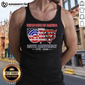 Alt Text: Original Chicago Sport Teams USA 250th Anniversary tank top featuring map and flag design, celebrating 1776-2026.