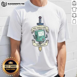 Top Who Wants To Play Videogames Adventure Time Bmo T-Shirt featuring colorful Bmo design for gaming fans.
