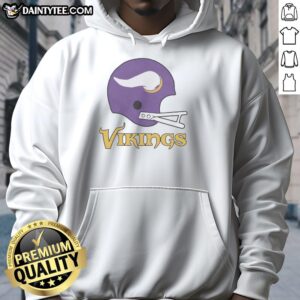 Alt Text: Awesome Minnesota Vikings football logo on a stylish big helmet hoodie, perfect for fans and game day wear.