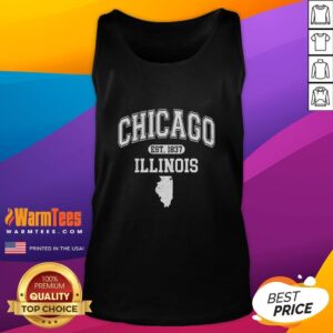 Official Chicago Illinois Est 1837 varsity tank top design featuring bold graphics and comfortable fit for everyday wear.