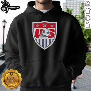 Alt Text: Original U.S. Soccer retro emblem logo hoodie featuring vintage design and vibrant colors, perfect for soccer fans.