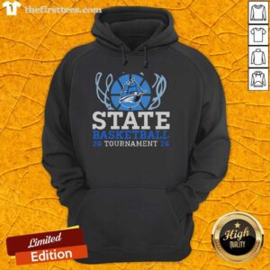 Alt Text: Original State Basketball Tournament 2026 Ship Logo Hoodie in navy blue, featuring vibrant tournament graphics.