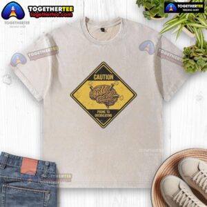 Pretty executive dysfunction retro caution brain overheat warning washed t-shirt design for casual wear.