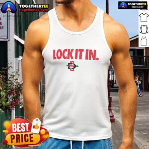 Funny San Diego State Aztecs 2026 Lock It In tank top featuring vibrant graphics and a stylish design for fans.